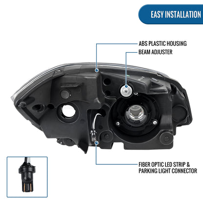 Ronnin - Fits 2005-2010 Chevy Cobalt Pontiac G5 Pursuit Upgraded Factory Replacement LED Tube Running Lights Headlights Assembly Pair | Black