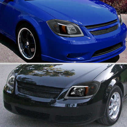 Ronnin - Fits 2005-2010 Chevy Cobalt Pontiac G5 Pursuit Upgraded Factory Replacement LED Tube Running Lights Headlights Assembly Pair | Black