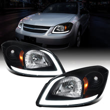 Ronnin - Fits 2005-2010 Chevy Cobalt Pontiac G5 Pursuit Upgraded Factory Replacement LED Tube Running Lights Headlights Assembly Pair | Black