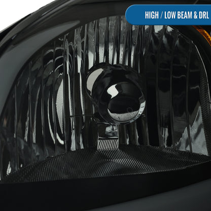 Ronnin - Fits 2005-2010 Chevy Cobalt Pontiac G5 Pursuit Upgraded Factory Replacement LED Tube Running Lights Headlights Assembly Pair | Black Smoke