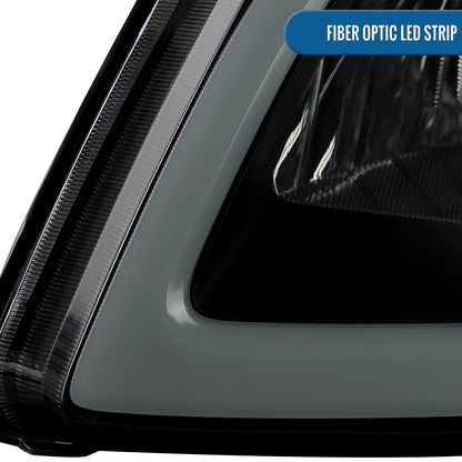 Ronnin - Fits 2005-2010 Chevy Cobalt Pontiac G5 Pursuit Upgraded Factory Replacement LED Tube Running Lights Headlights Assembly Pair | Black Smoke