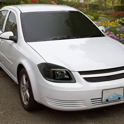 Ronnin - Fits 2005-2010 Chevy Cobalt Pontiac G5 Pursuit Upgraded Factory Replacement LED Tube Running Lights Headlights Assembly Pair | Black Smoke