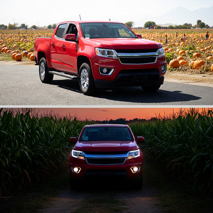 2015-2022 Chevy Colorado LED Running Light Tube Animated Startup Effect Halogen Headlights Assembly Pair | Chrome