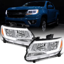 2015-2022 Chevy Colorado LED Running Light Tube Animated Startup Effect Halogen Headlights Assembly Pair | Chrome