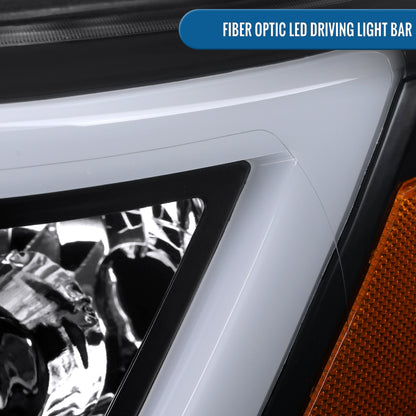 2015-2022 Chevy Colorado LED Running Light Tube Animated Startup Effect Halogen Headlights Assembly Pair | Black