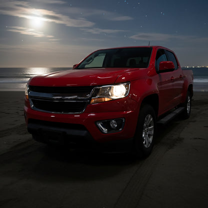 Ronnin - Compatible con Chevy Colorado 2015-2022 | Par de faros halógenos de repuesto | Negro/Cromado