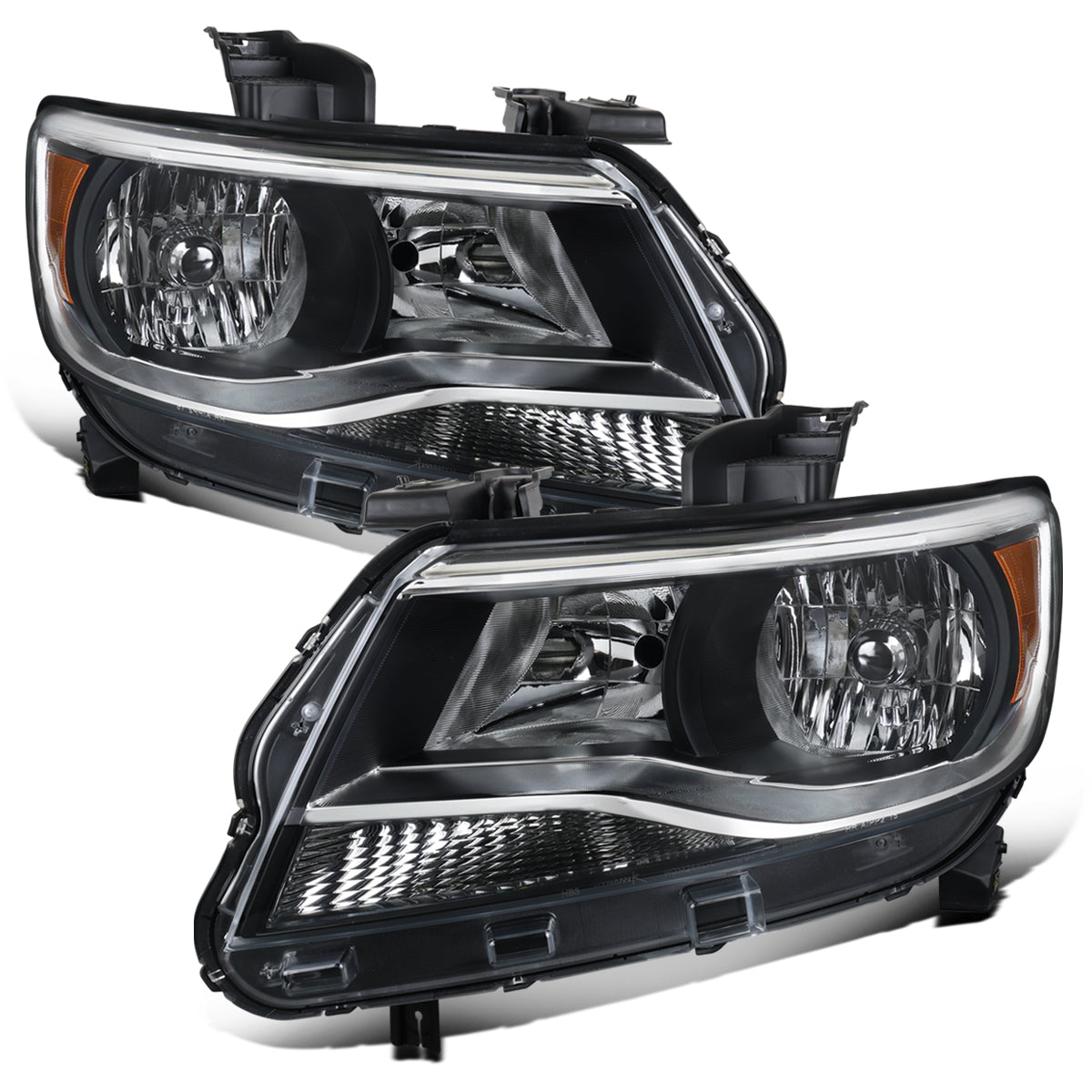 Ronnin - Compatible con Chevy Colorado 2015-2022 | Par de faros halógenos de repuesto | Negro/Cromado