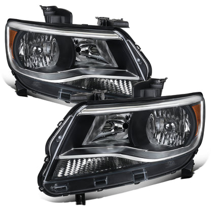 Ronnin - Compatible con Chevy Colorado 2015-2022 | Par de faros halógenos de repuesto | Negro/Cromado