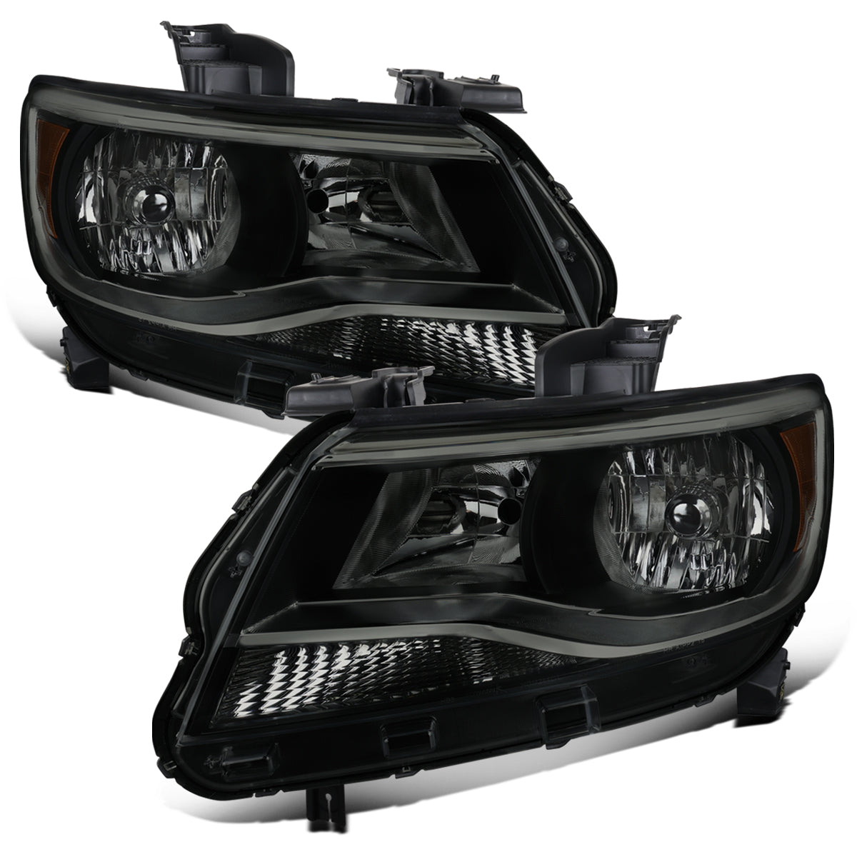 Ronnin - Compatible con Chevy Colorado 2015-2022 | Par de faros delanteros halógenos de repuesto | Negro Ahumado