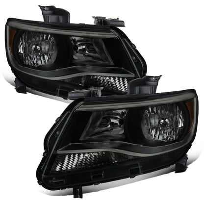 Ronnin - Compatible con Chevy Colorado 2015-2022 | Par de faros delanteros halógenos de repuesto | Negro Ahumado