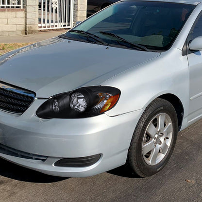 Ronnin - Se adapta a Toyota Corolla 2003-2008 Par de conjunto de faros de repuesto | Negro