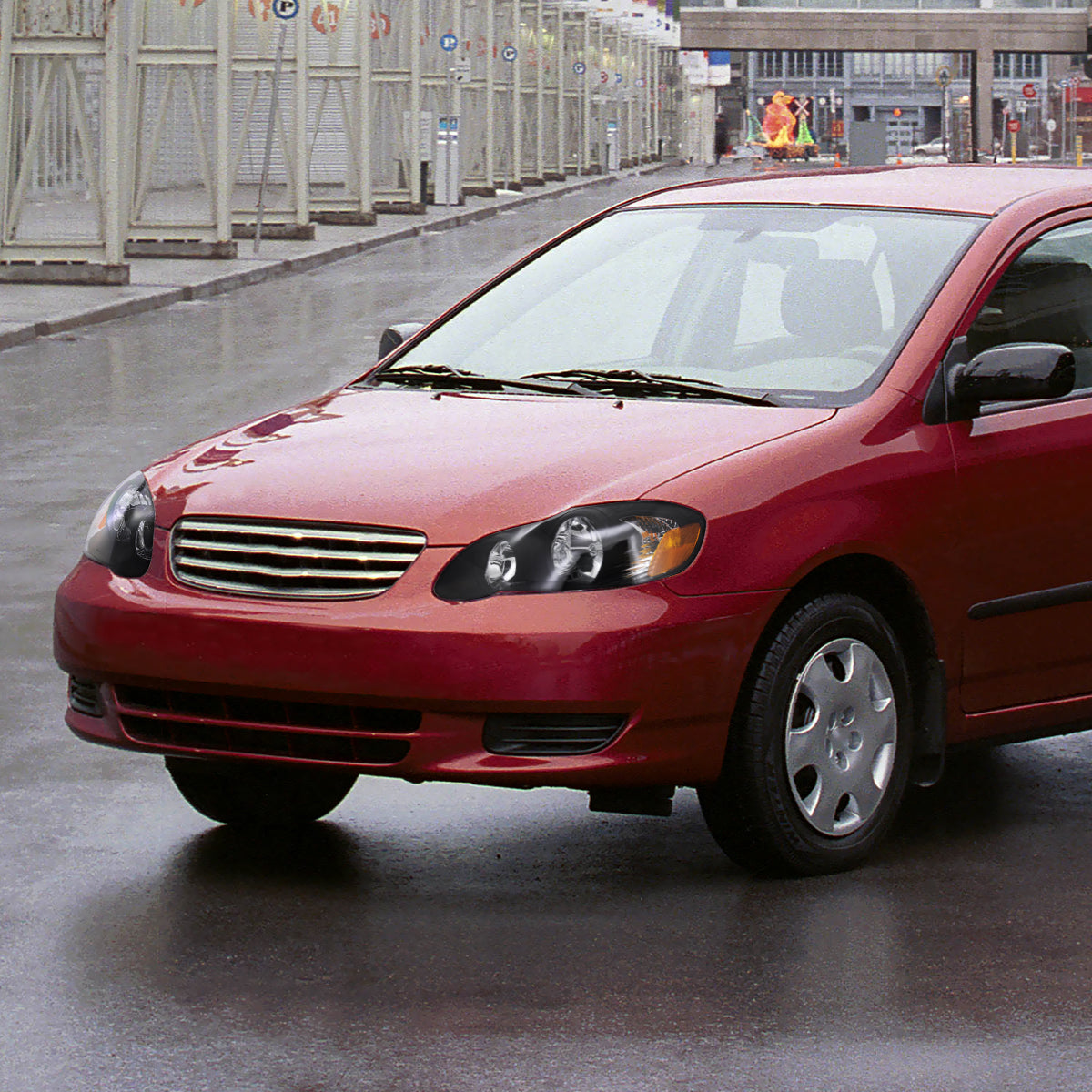 Ronnin - Se adapta a Toyota Corolla 2003-2008 Par de conjunto de faros de repuesto | Negro