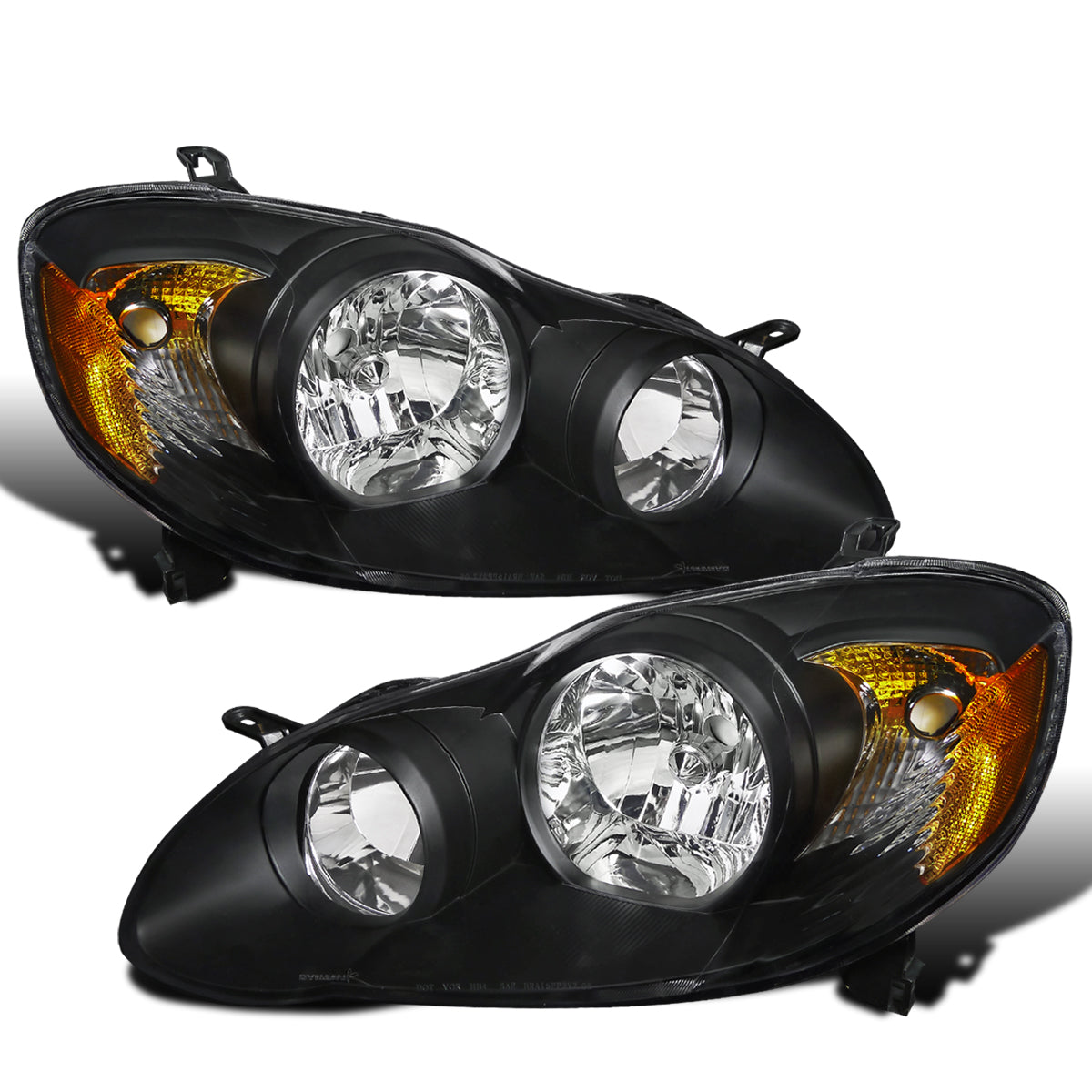 Ronnin - Se adapta a Toyota Corolla 2003-2008 Par de conjunto de faros de repuesto | Negro