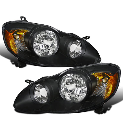 Ronnin - Se adapta a Toyota Corolla 2003-2008 Par de conjunto de faros de repuesto | Negro