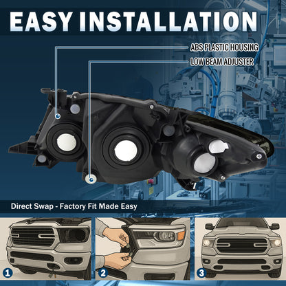 Ronnin - Faros delanteros de repuesto de fábrica para Toyota Corolla 2009-2010 Par | Ahumado