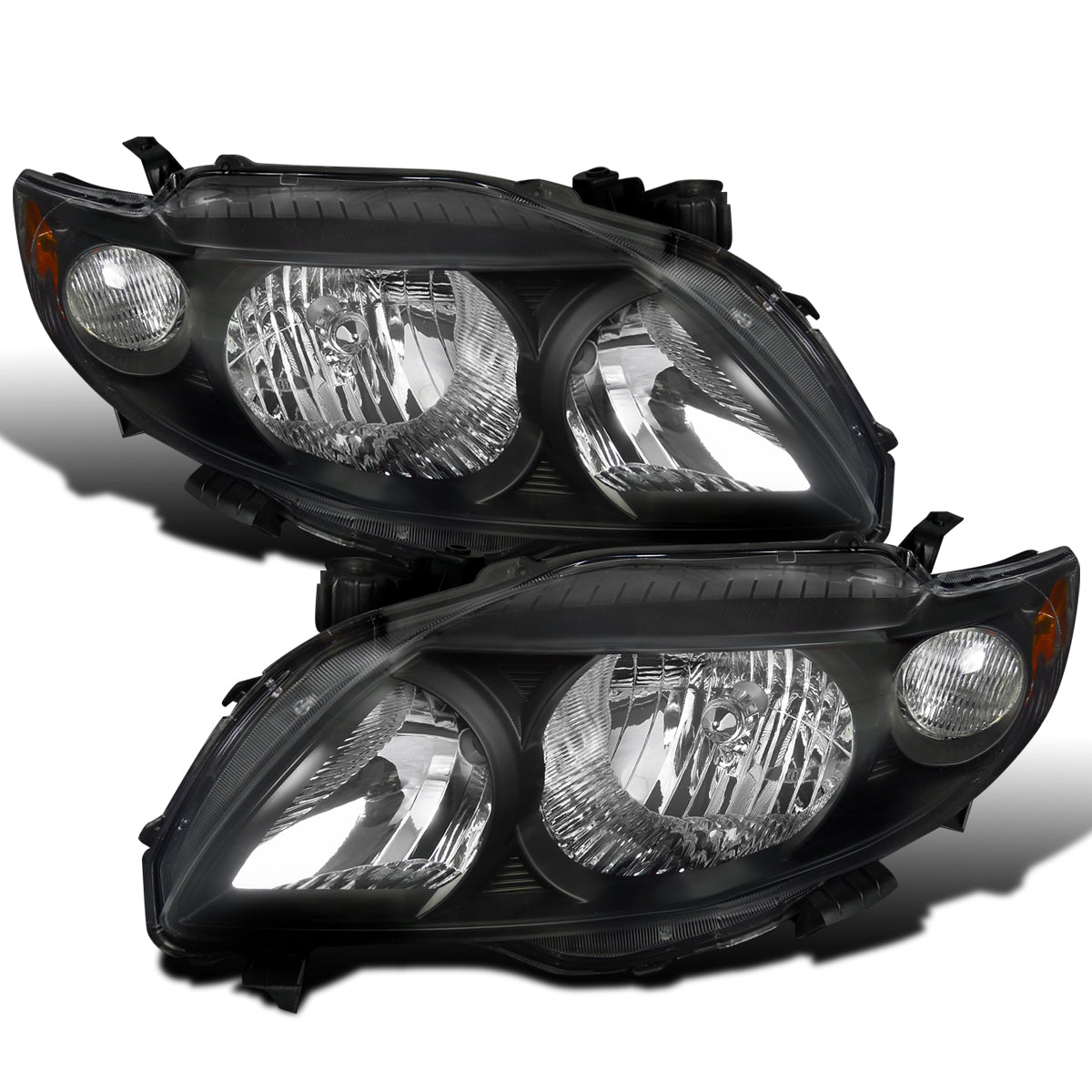 Ronnin - Compatible con Toyota Corolla 2009-2010 Par de Conjuntos de Faros Delanteros de Repuesto | Negro