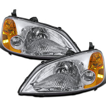 Ronnin - Fits 2001-2003 Honda Civic Coupe Sedan Factory Replacement Headlights Assembly Pair | Chrome