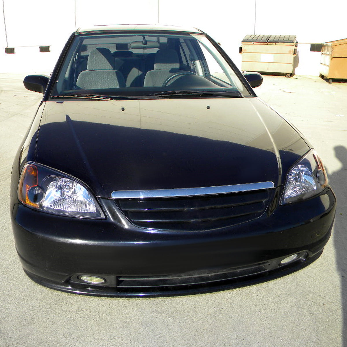 Ronnin - Compatible con Honda Civic Coupé Sedán 2001-2003 Par de faros delanteros de repuesto | Negros
