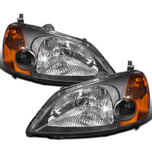 Ronnin - Fits 2001-2003 Honda Civic Coupe Sedan Factory Replacement Headlights Assembly Pair | Black