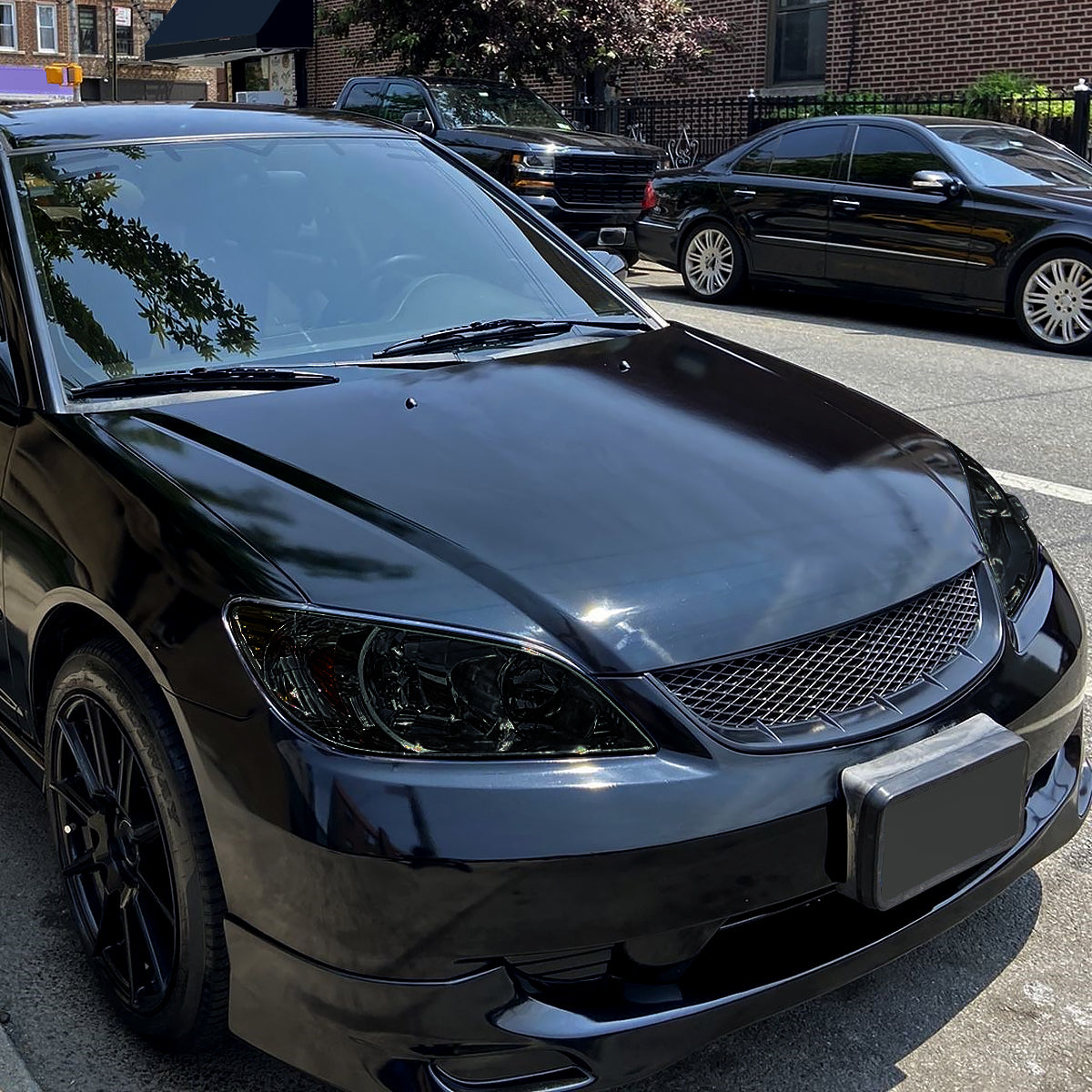 Ronnin - Fits 2004-2005 Honda Civic 2-Door Coupe 4-Door Sedan Replacement Headlights Pair | Smoke