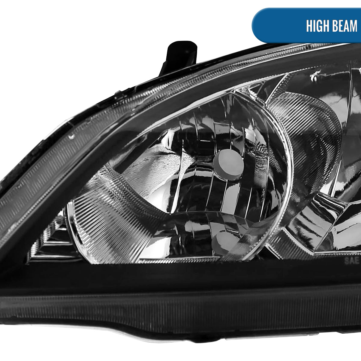 Ronnin - Fits 2004-2005 Honda Civic 2-Door Coupe 4-Door Sedan Replacement Headlights Pair | Black