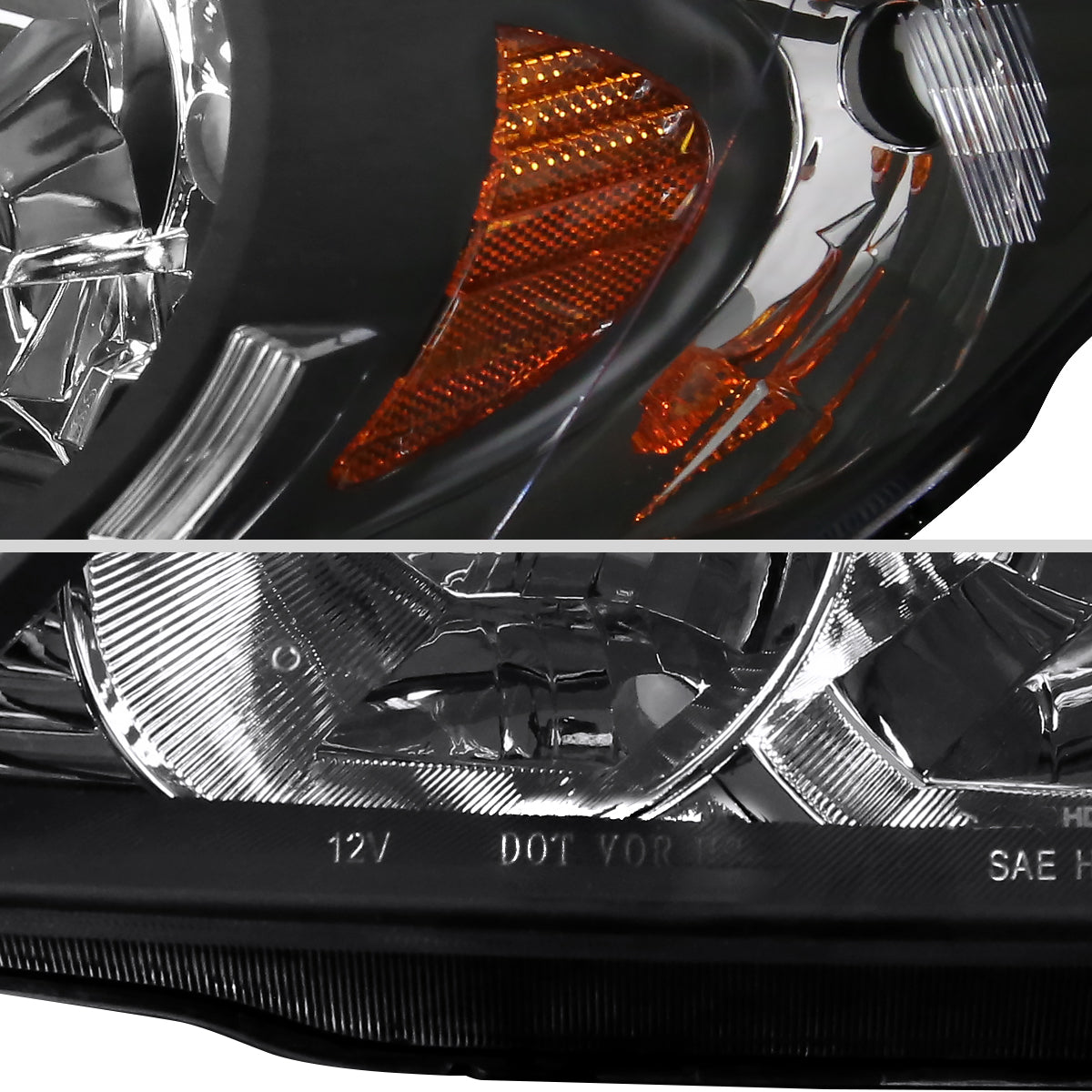 Ronnin - Fits 2004-2005 Honda Civic 2-Door Coupe 4-Door Sedan Replacement Headlights Pair | Black