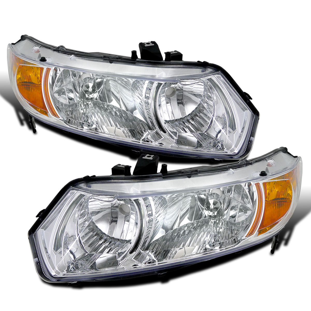 Ronnin - Compatible con Honda Civic Coupé de 2 puertas 2006-2011 | Par de faros delanteros de repuesto | Cromado