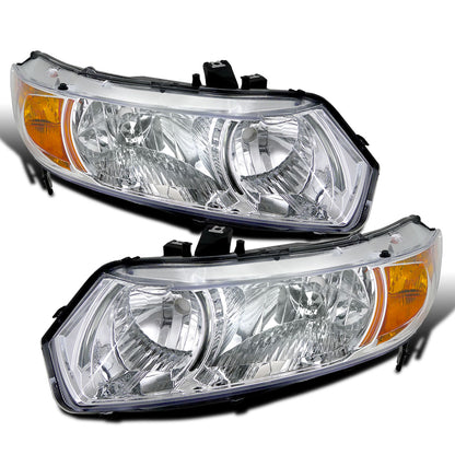 Ronnin - Compatible con Honda Civic Coupé de 2 puertas 2006-2011 | Par de faros delanteros de repuesto | Cromado
