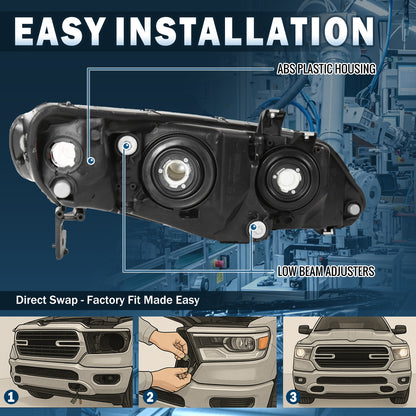 Ronnin - Faros delanteros de repuesto originales para Honda Civic Sedán 2006-2011, par | Negro