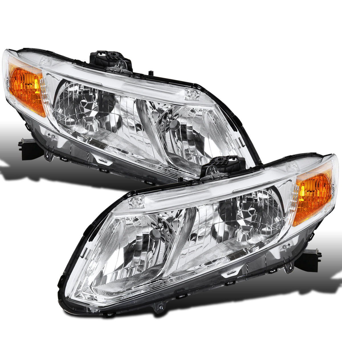 Ronnin - Compatible con Honda Civic Coupé Sedán 2012-2015 Par de Montaje de Faros de Repuesto | Cromo