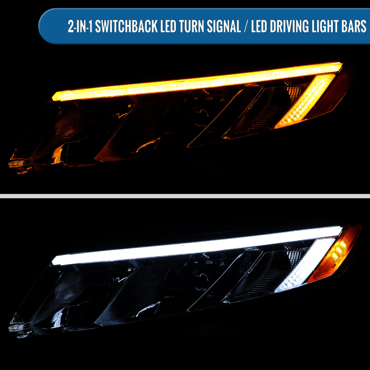 2012-2015 Honda Civic Sedan 2012-2013 Coupe Headlights LED Switchback Turn Signals Assembly Pair | Chrome
