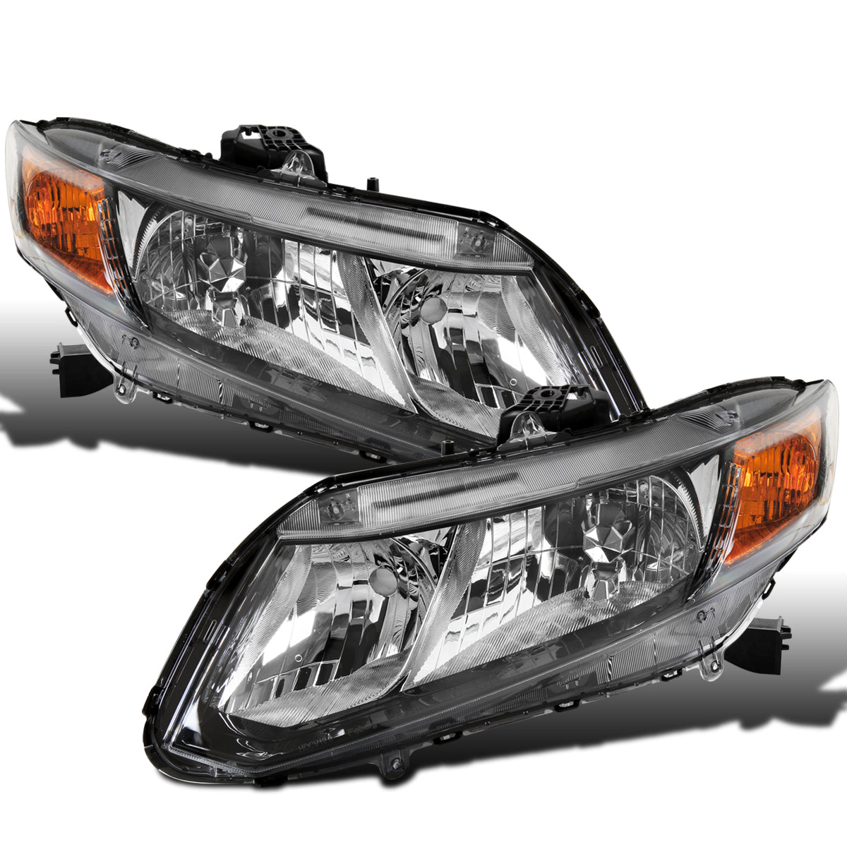 Ronnin - Conjunto de faros delanteros de repuesto de fábrica para Honda Civic Coupé Sedán 2012-2015 | Negro