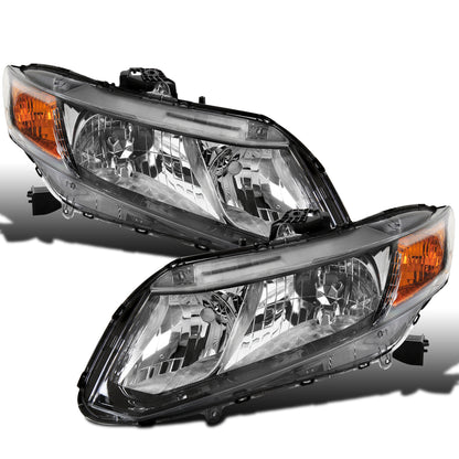 Ronnin - Conjunto de faros delanteros de repuesto de fábrica para Honda Civic Coupé Sedán 2012-2015 | Negro