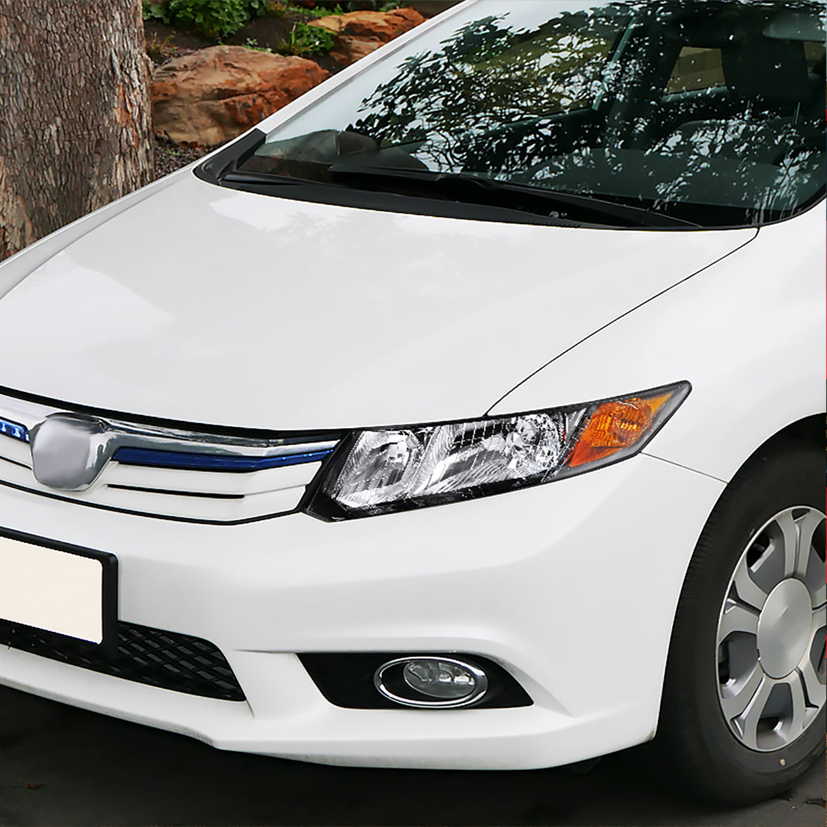 Ronnin - Compatible con Honda Civic Coupé Sedán 2012-2015 Ensamblaje de faros de repuesto lado del conductor | Negro