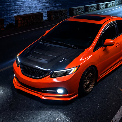 2012-2015 Honda Civic Sedan 2012-2013 Coupe Headlights LED Switchback Turn Signals Assembly Pair | Black Smoke