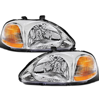 Ronnin - Faros delanteros de repuesto para Honda Civic EK 1996-1998, par | Cromados