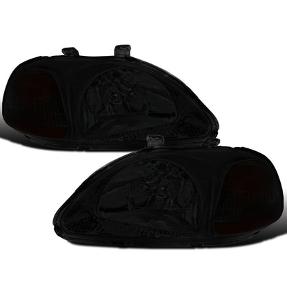 Ronnin - Faros delanteros de repuesto originales para Honda Civic EK 1996-1998, par | Ahumado
