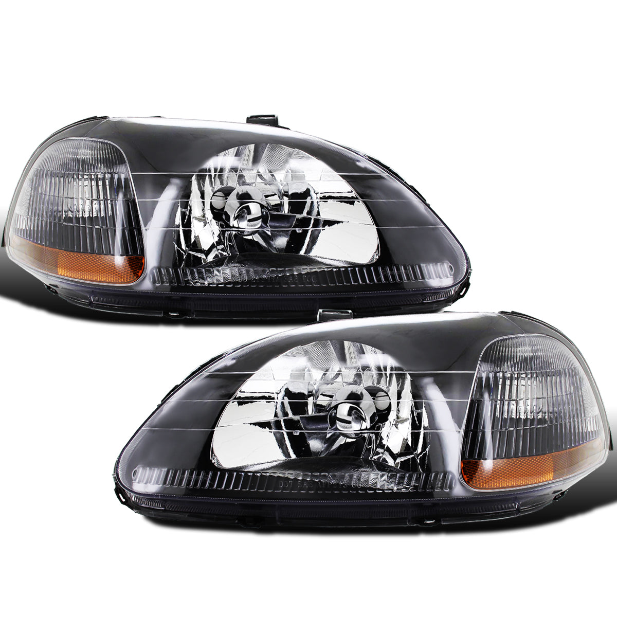 Ronnin - Conjunto de faros delanteros de repuesto para Honda Civic EK 1996-1998 | Par | Negro
