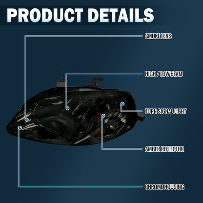 Ronnin - Faros de repuesto para Honda Civic EK 1999-2000, par | Ahumado