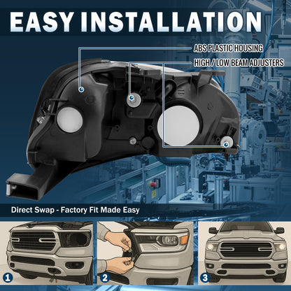 Ronnin - Compatible con Honda Civic EK 1999-2000 | Par de Conjuntos de Faros Delanteros de Repuesto | Negro