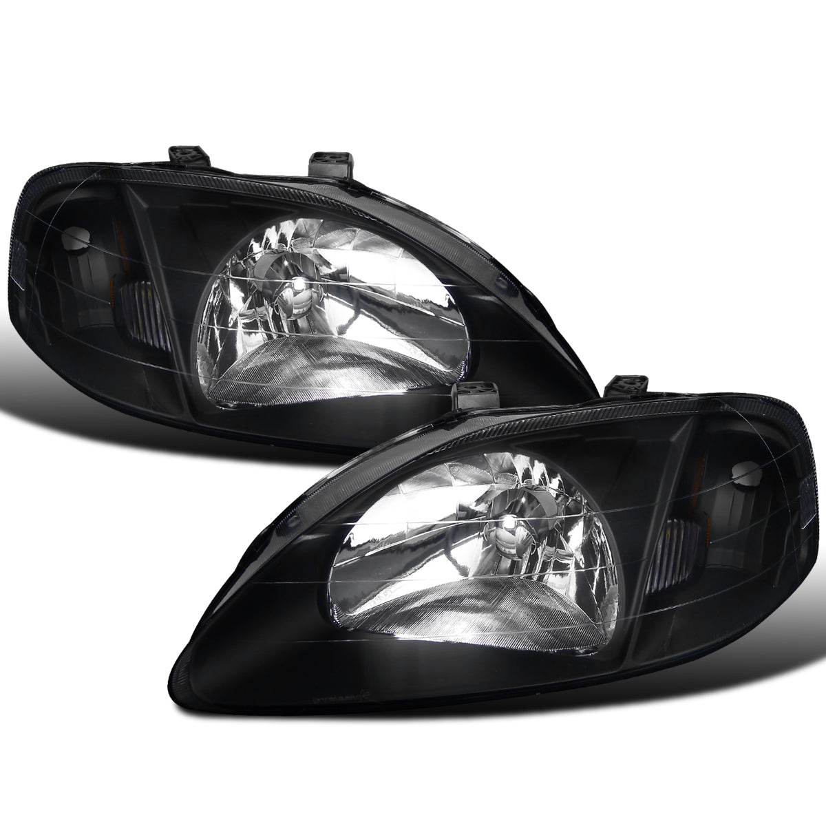 Ronnin - Compatible con Honda Civic EK 1999-2000 | Par de Conjuntos de Faros Delanteros de Repuesto | Negro