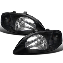 Ronnin - Compatible con Honda Civic EK 1999-2000 | Par de Conjuntos de Faros Delanteros de Repuesto | Negro