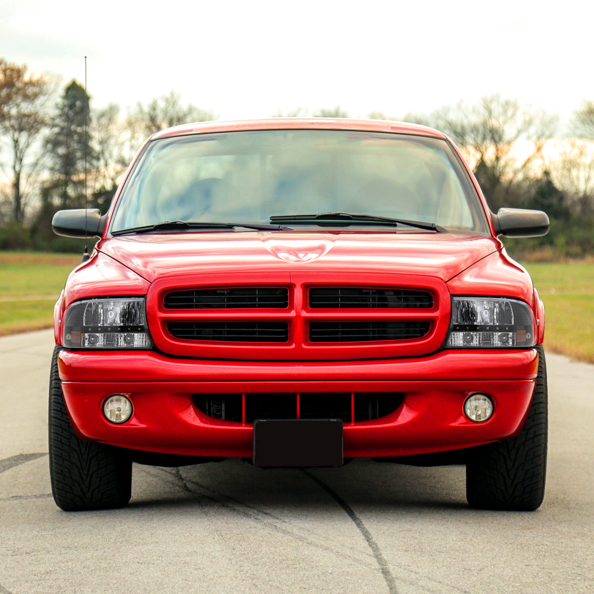 Ronnin - Fits 1997-2004 Dodge Dakota 1998-2003 Durango Upgraded Replacement LED Running Lights Headlights Assembly Pair | Black