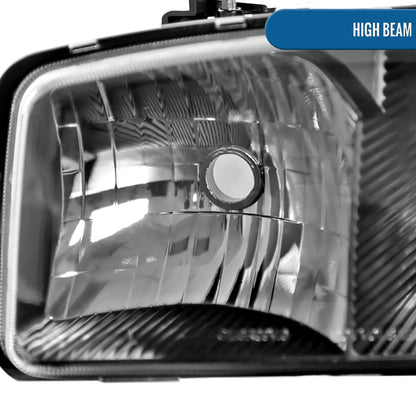 Ronnin - Fits 1999-2007 GMC Sierra 1500 2500 3500 2000-2006 Yukon XL Denali Headlights Head Lamps Factory Replacement Pair | Black