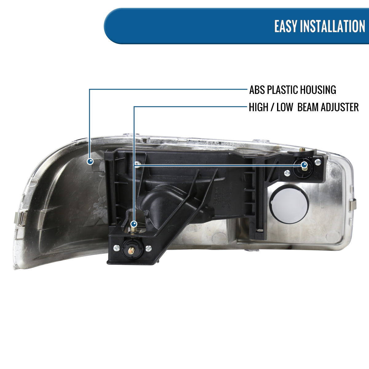 Ronnin - Fits 1999-2007 GMC Sierra 1500 2500 3500 2000-2006 Yukon XL Denali Headlights Head Lamps Factory Replacement Pair | Black