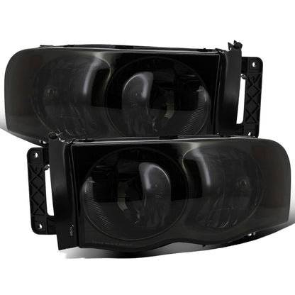 Ronnin - Fits 2002-2005 Dodge Ram 1500 2500 3500 Factory Style Replacement Headlights Assembly Pair | Smoke
