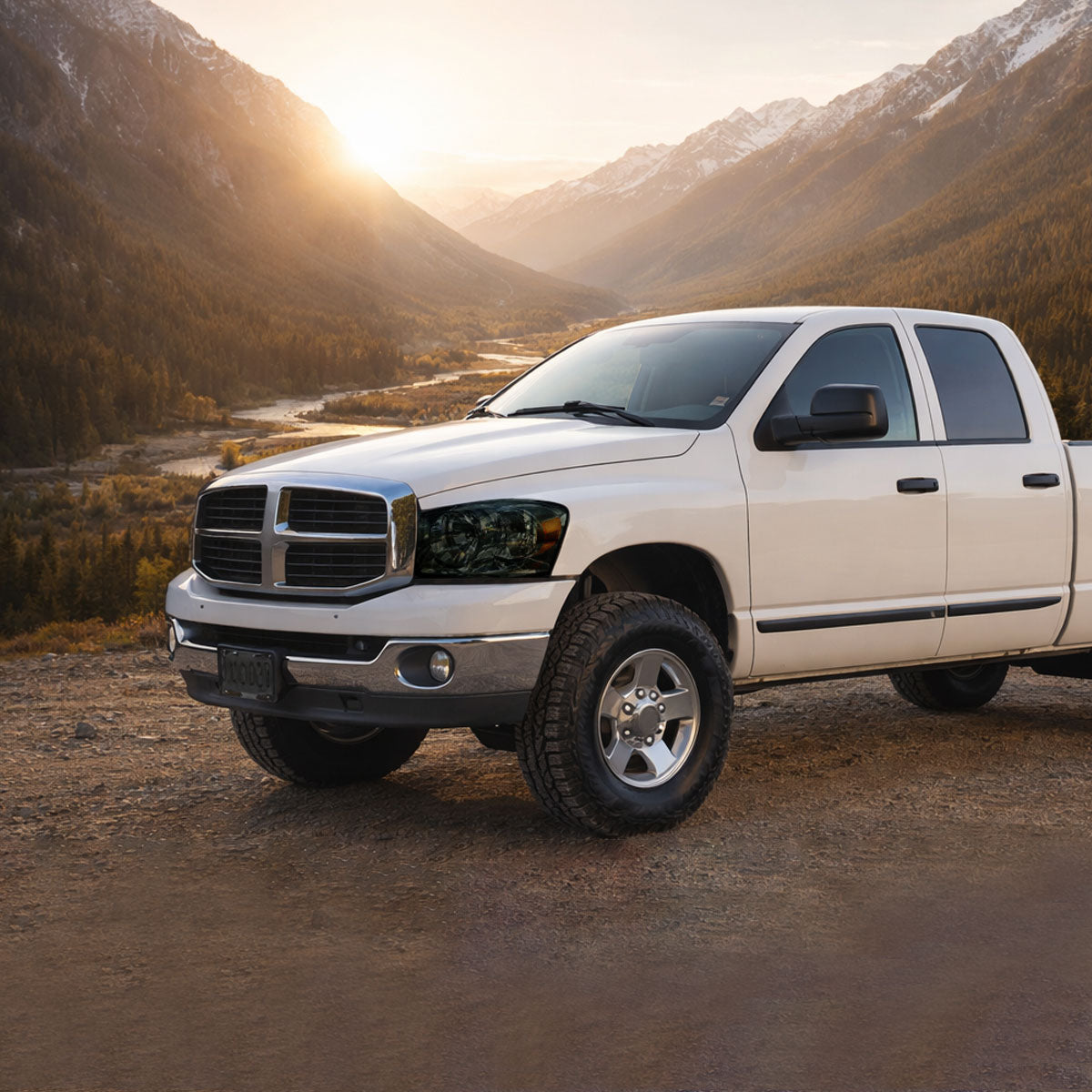 Ronnin - Compatible con Dodge Ram 1500 2500 3500 2006-2009 | Par de faros de repuesto ahumados