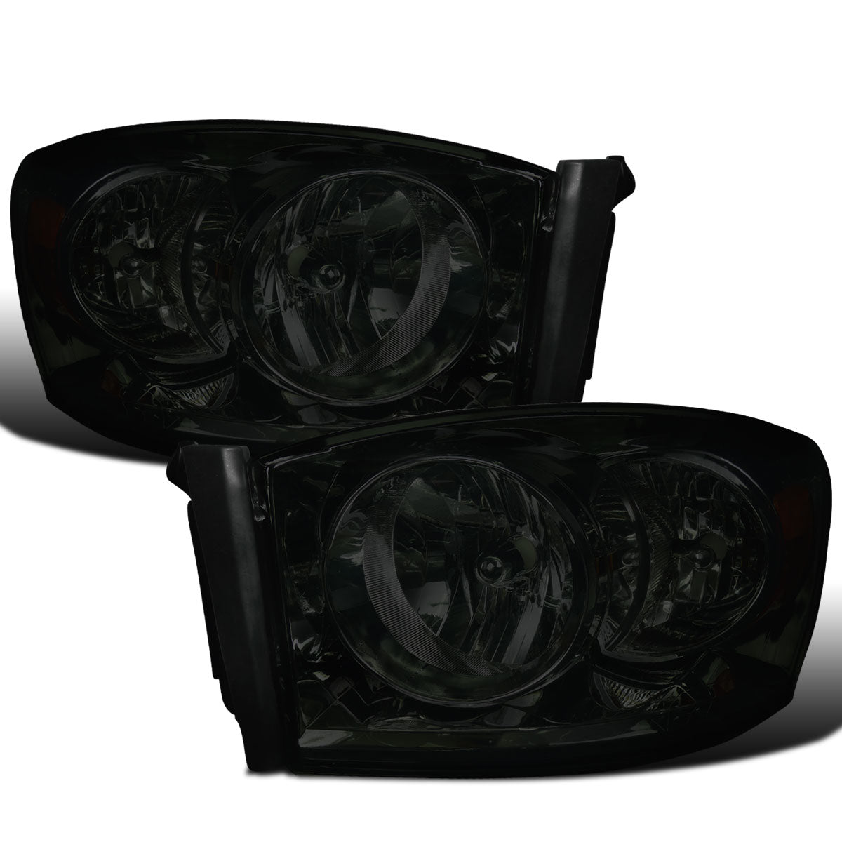 Ronnin - Compatible con Dodge Ram 1500 2500 3500 2006-2009 | Par de faros de repuesto ahumados