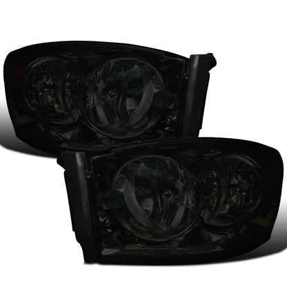 Ronnin - Compatible con Dodge Ram 1500 2500 3500 2006-2009 | Par de faros de repuesto ahumados