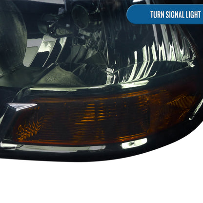 Ronnin - Fits 2009-2018 Ram 1500 2500 3500 2019-2024 Ram 1500 Classic Factory Replacement Dual Quad Headlights Assembly Pair | Smoke